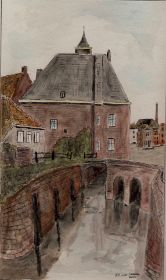 Achterzijde van het Spuihuis, pen en aquarel.jpg